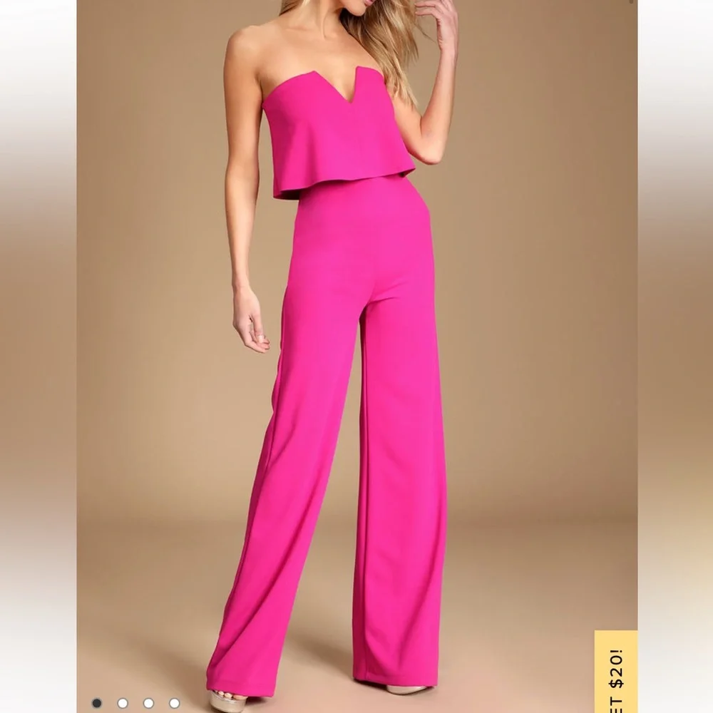LULUS pink strapless jumpsuit - Picture 2 of 11